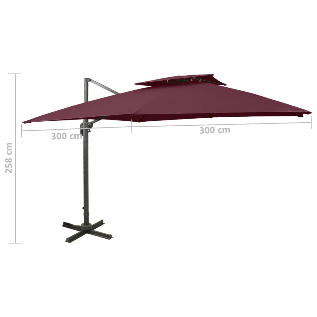 vidaXL Cantilever Garden Parasol | Bordeaux red