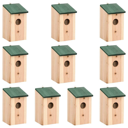 vidaXL Bird House | Set of 10 | Wood | Solid Firwood | Small | Hanging mounting