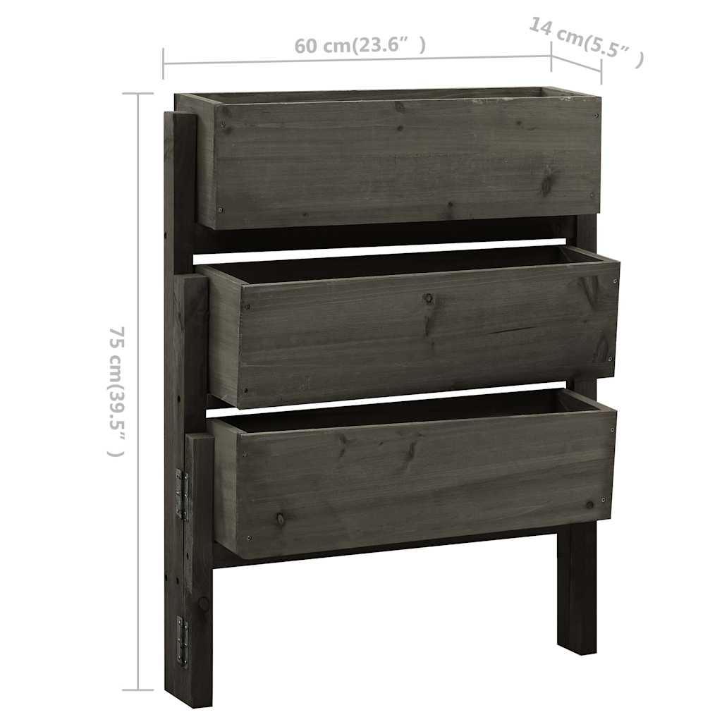 314841 vidaXL Garden Folding Planter Grey 60x14x75 cm Solid Firwood