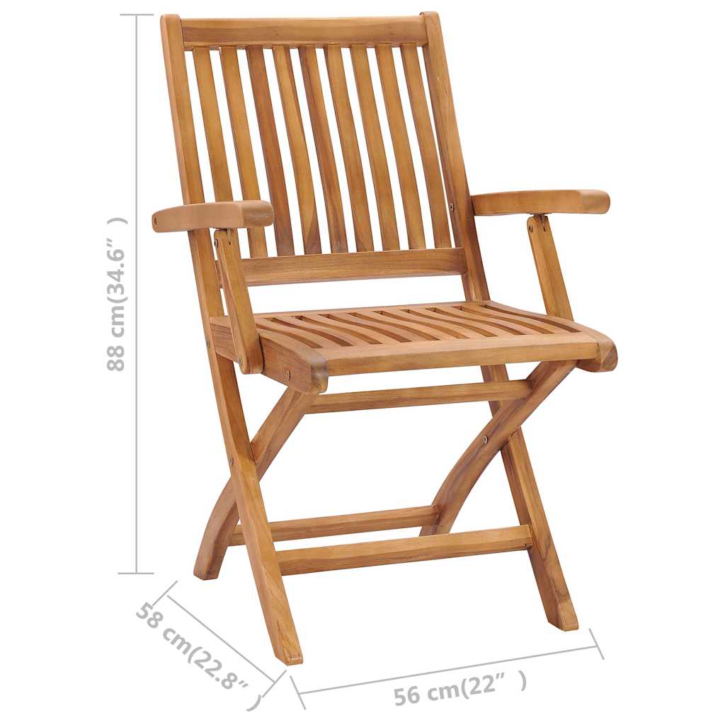 vidaXL Folding Chairs 2 pcs Solid Teak Wood