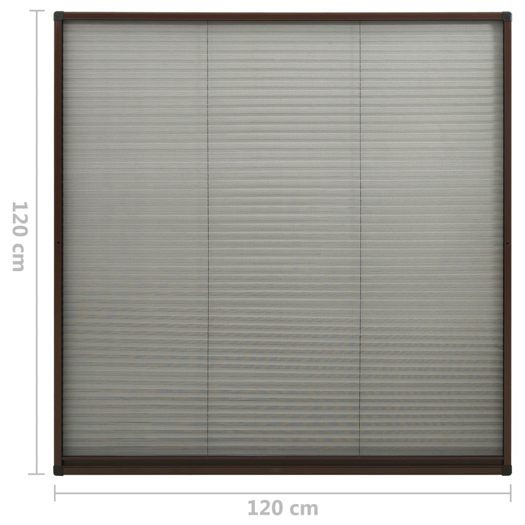 vidaXL Plisse Insect Screen for Windows Aluminium Brown 120x120 cm
