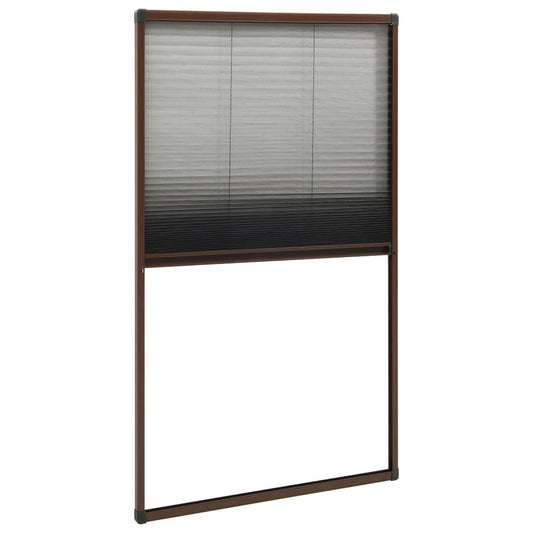 148658 vidaXL Plisse Insect Screen for Windows Aluminium Brown 80x160 cm