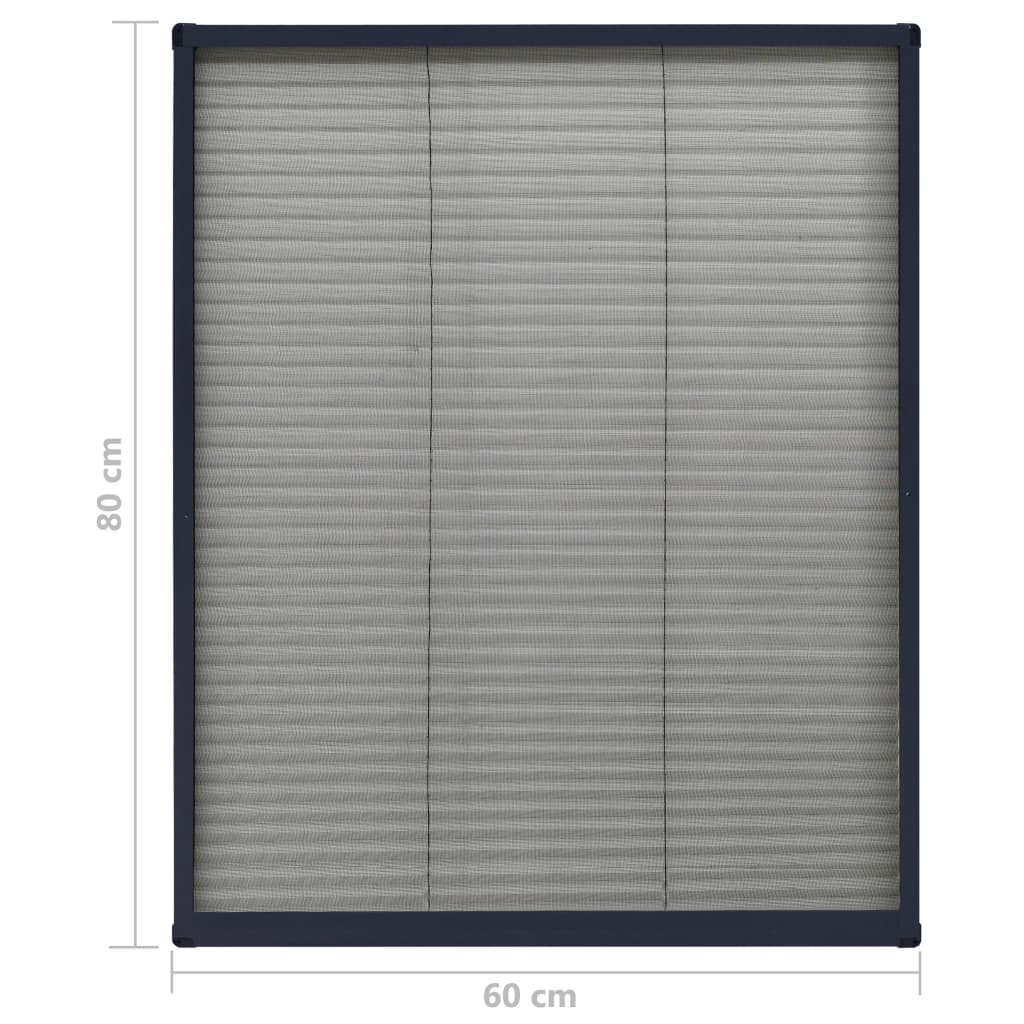 vidaXL Plisse Insect Screen for Windows Aluminium Anthracite 60x80cm