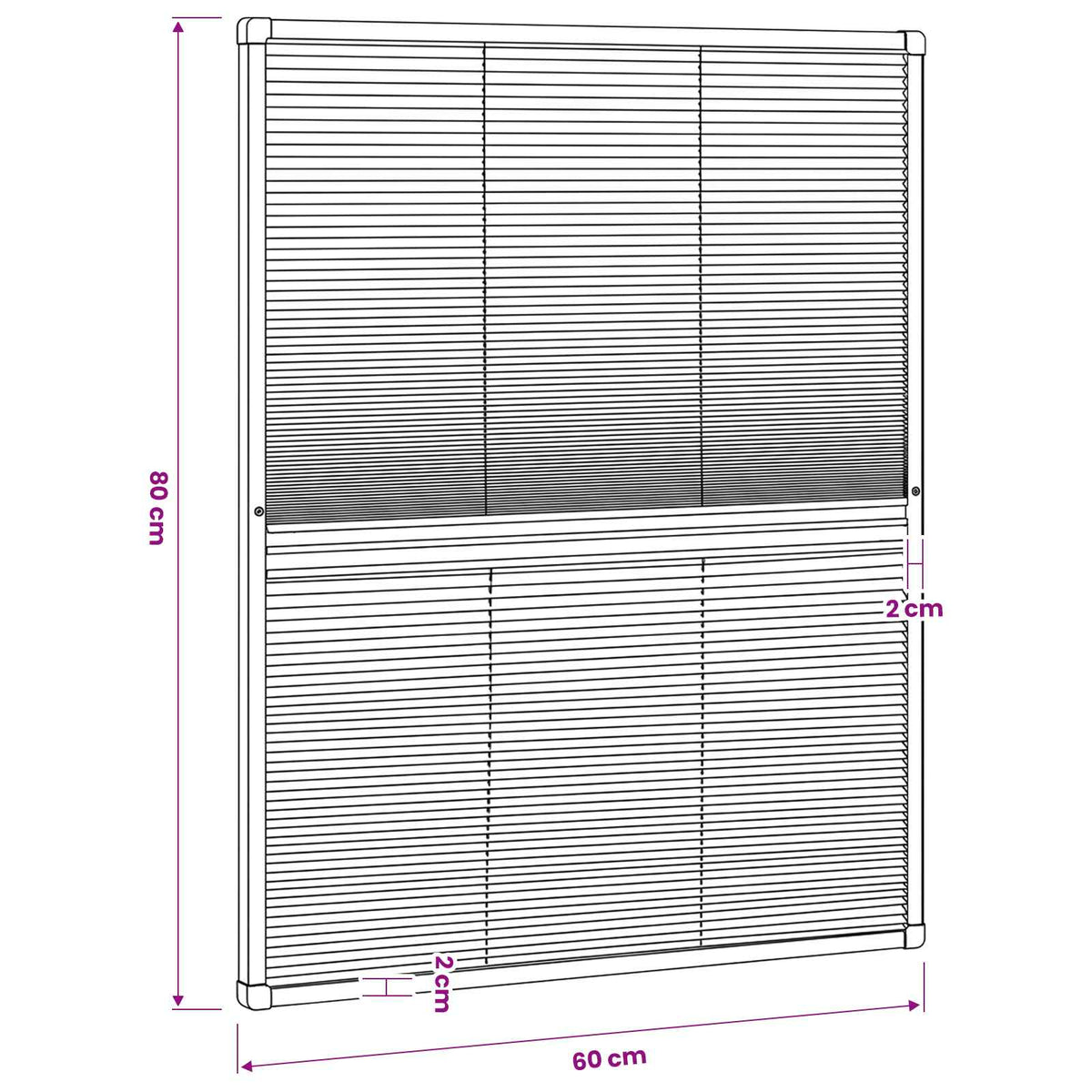 148682 vidaXL Plisse Insect Screen for Windows Aluminium 60x80 cm with Shade