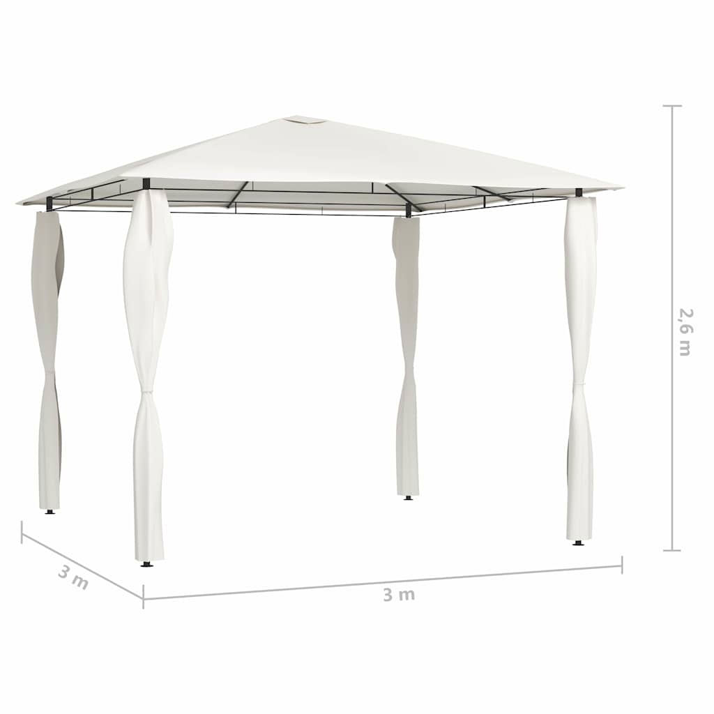 vidaXL Gazebo with Post Covers 3x3x2,6 m Cream 160 g/m²