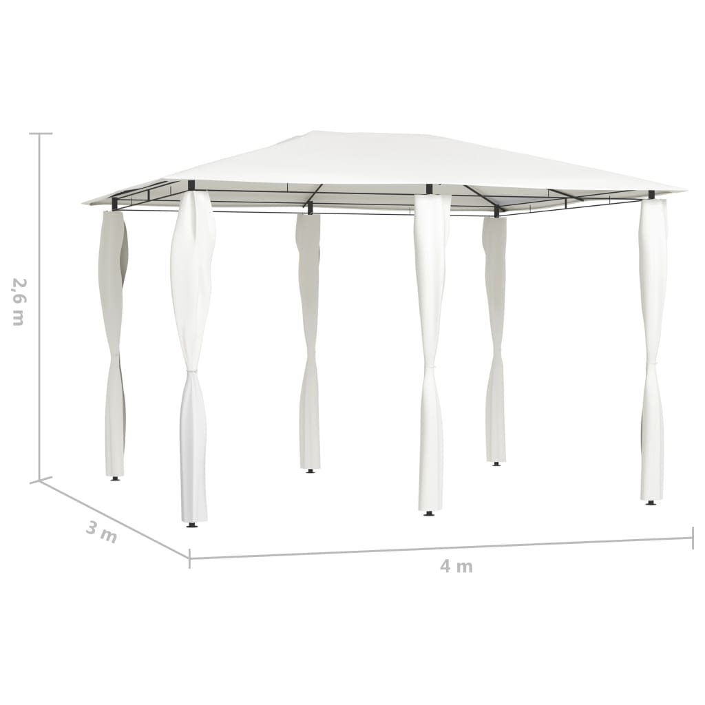 vidaXL Gazebo with Post Covers 3x4x2.6 m Cream 160 g/m²