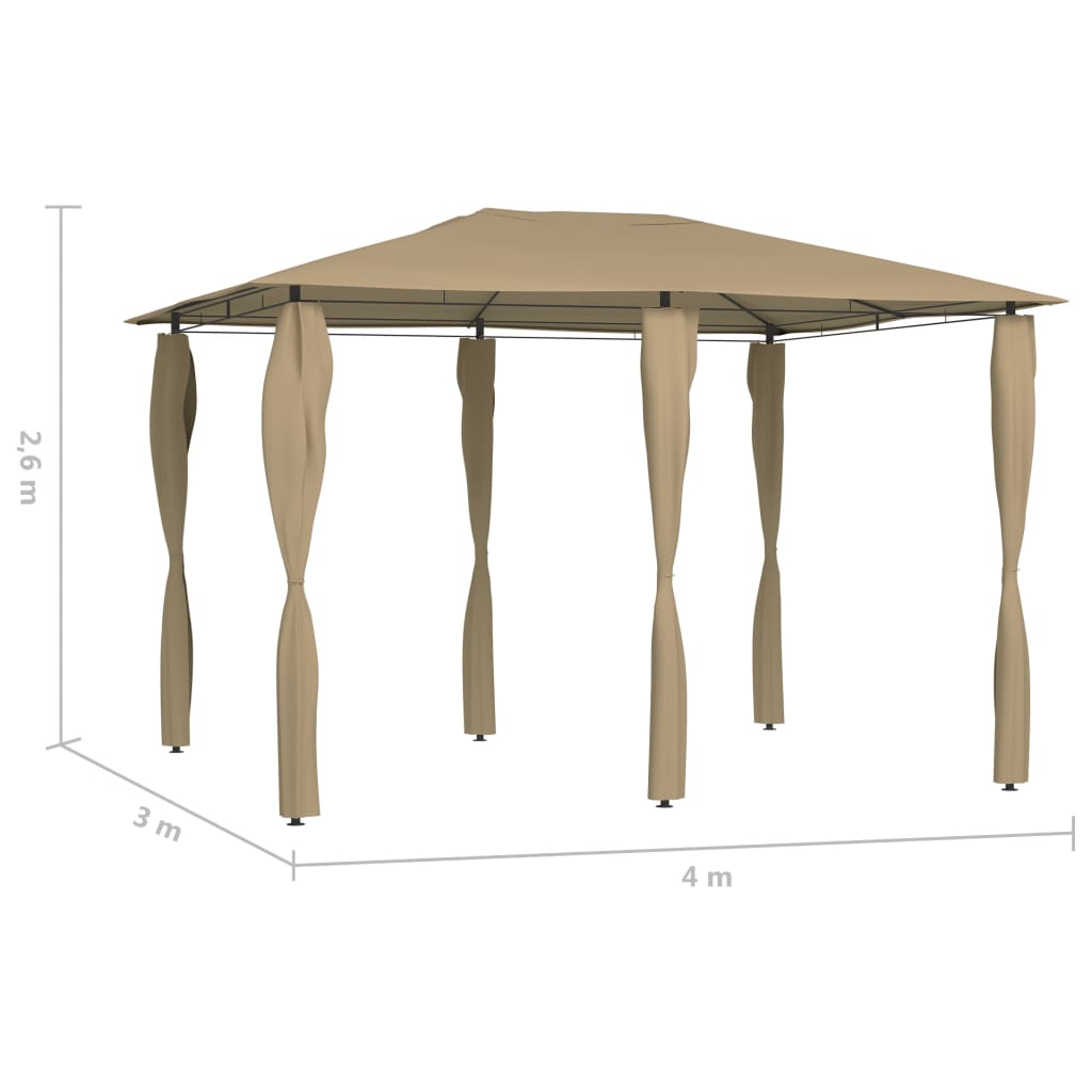 vidaXL Gazebo with Post Covers 3x4x2.6 m Taupe 160 g/m²