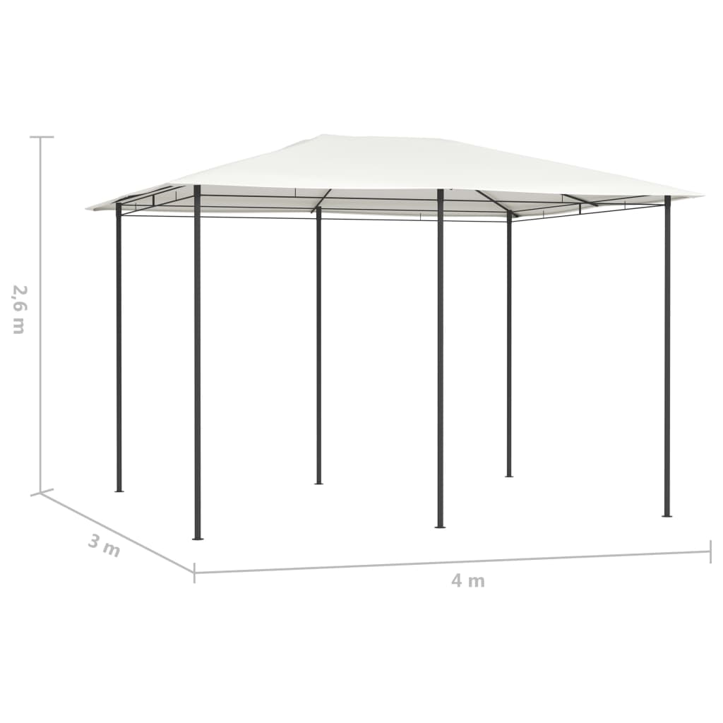 vidaXL Gazebo | Cream | Fabric | 3x4x2.6 m | Durable | Gazebo | Rectangular