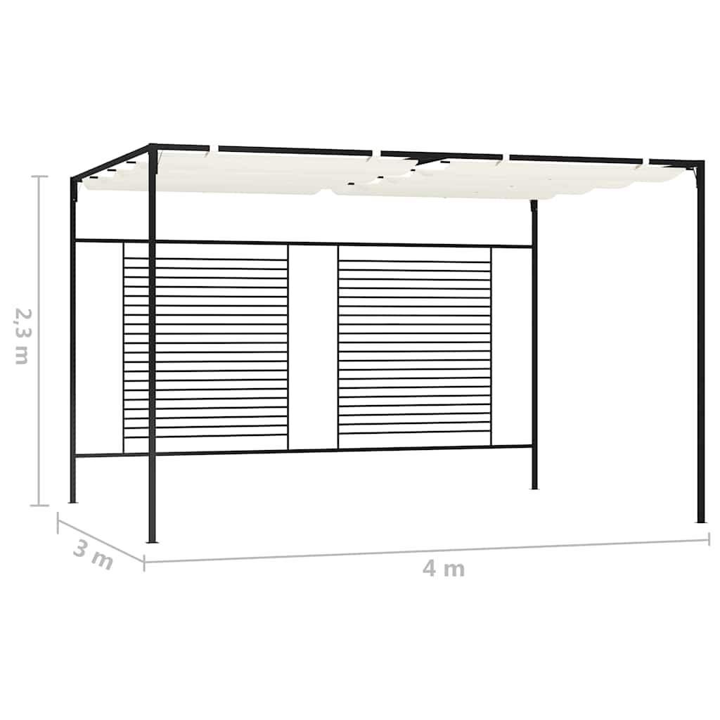 vidaXL Gazebo with Retractable Roof 3x4x2,3 m Cream 180 g/m²