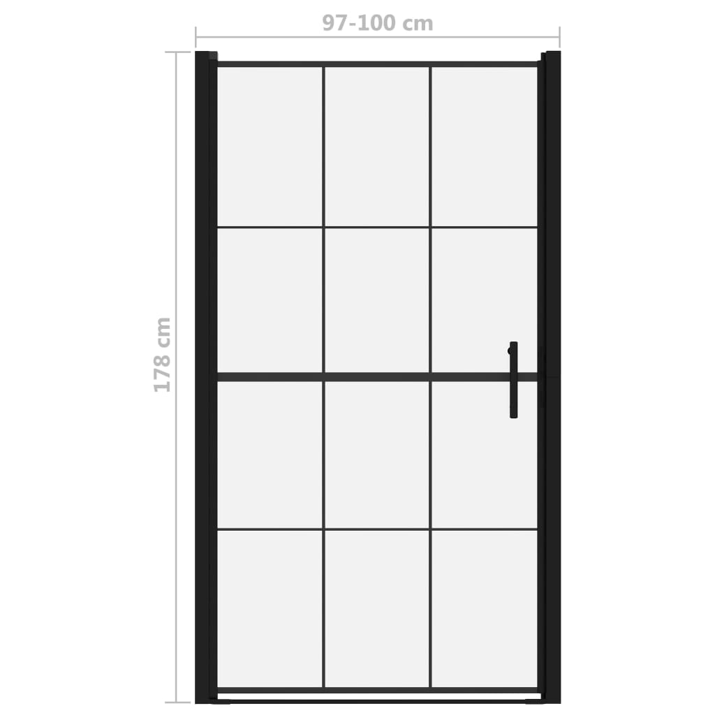 vidaXL Shower Door Tempered Glass 100x178 cm Black