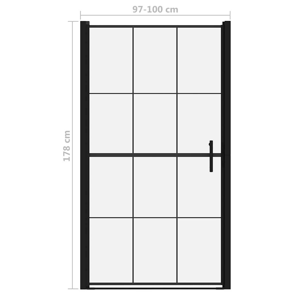 148889 vidaXL Shower Door Tempered Glass 100x178 cm Black