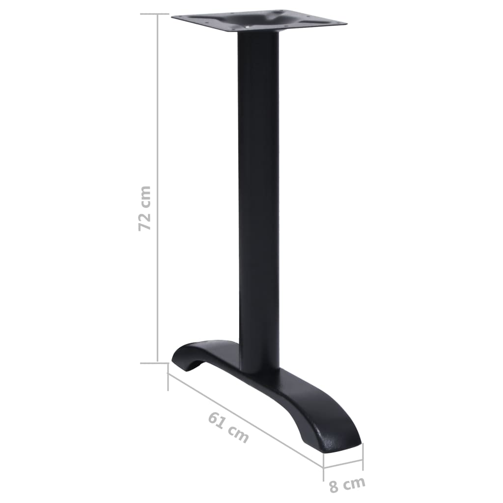 vidaXL Bistro Table Legs 2 pcs Black 61x8x72 cm Cast Iron