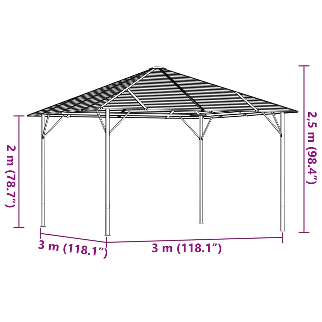 vidaXL Gazebo with Roof 3x3 m Anthracite