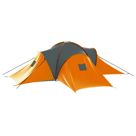 93181 vidaXL Camping Tent 9 Persons Fabric Grey and Orange