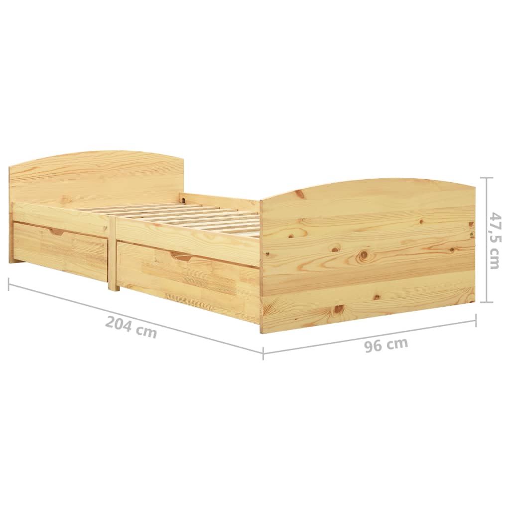vidaXL Bed Frame with 2 Drawers without Mattress 90x200 cm