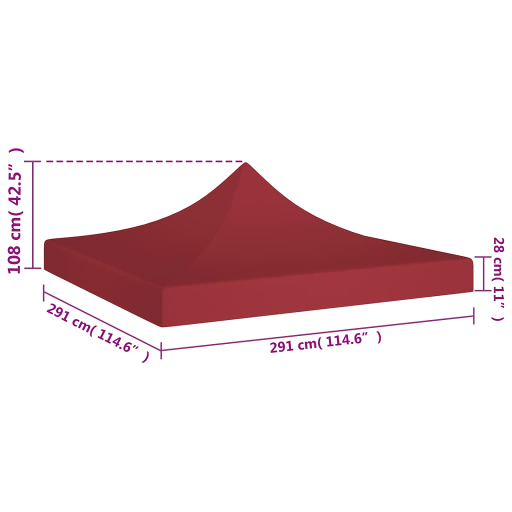 vidaXL Party Tent Roof 3x3 m Burgundy 270 g/m²
