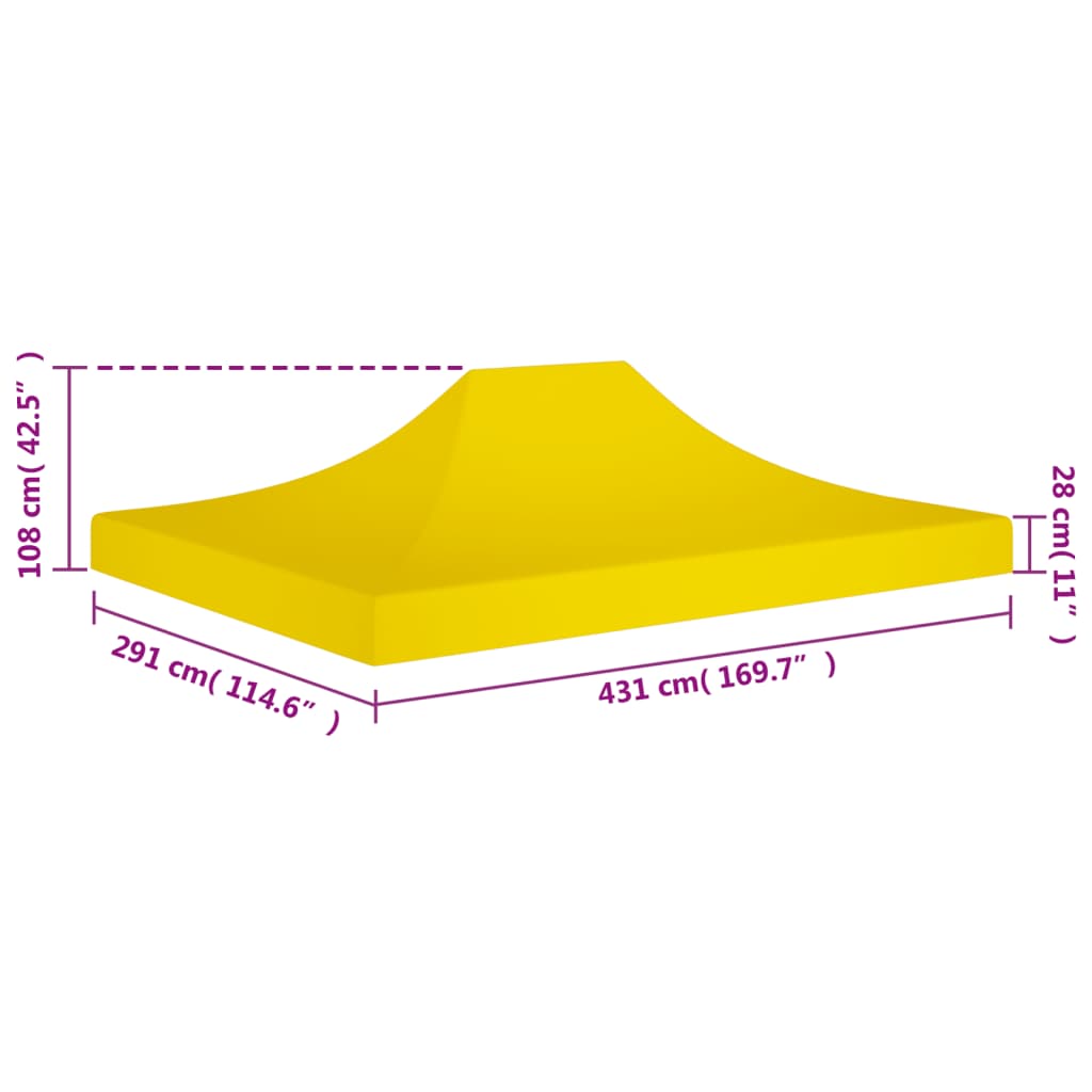 vidaXL Party Tent Roof 4,5x3 m Yellow 270 g/m²
