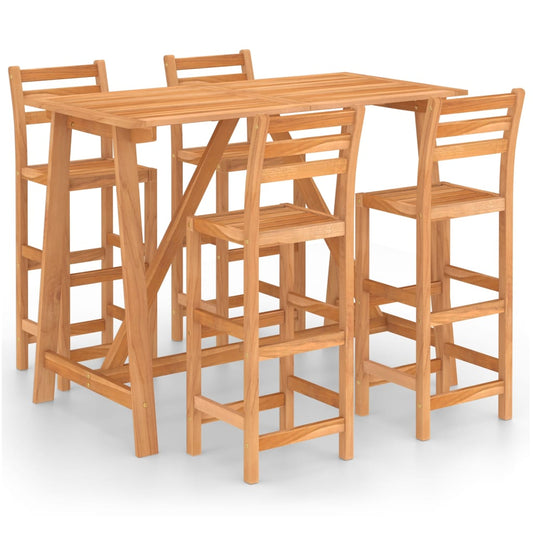 vidaXL Outdoor Bar Set | Natural wood | Solid acacia wood | Medium | Footrest