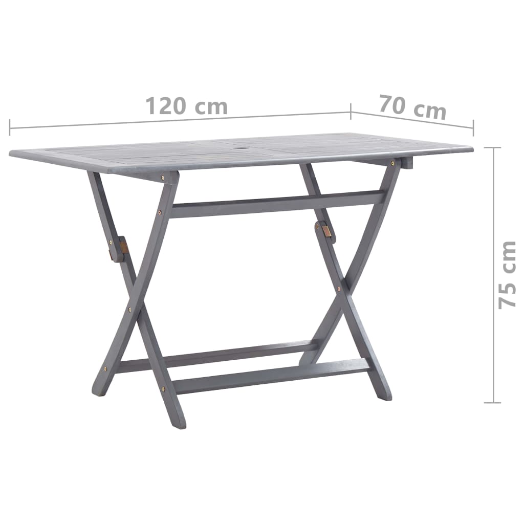 vidaXL Garden Dining Set | Grey | Solid acacia wood | Medium | Foldable