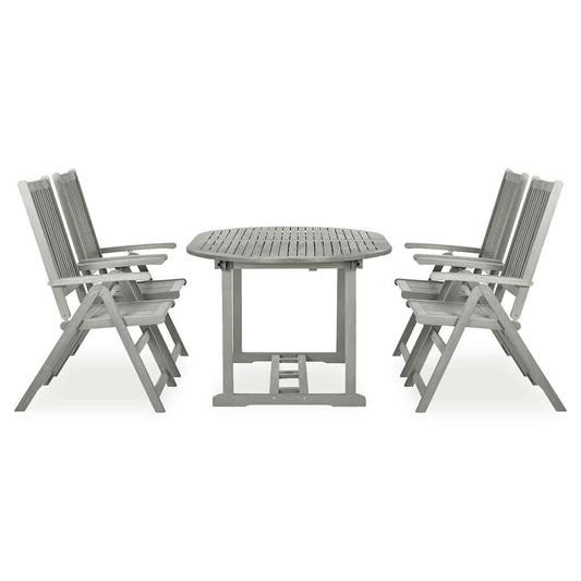 vidaXL 5 Piece Garden Dining Set (150-200)x100 cm Grey