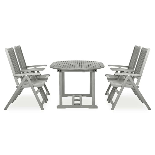 vidaXL 5 Piece Garden Dining Set (150-200)x100cm Solid Acacia Wood Grey