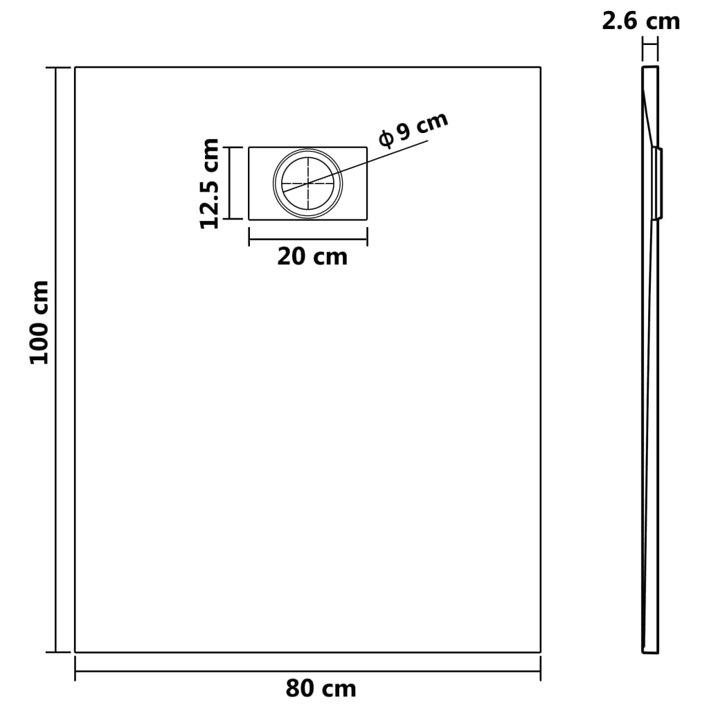 vidaXL Shower Base Tray SMC Grey 100x80 cm