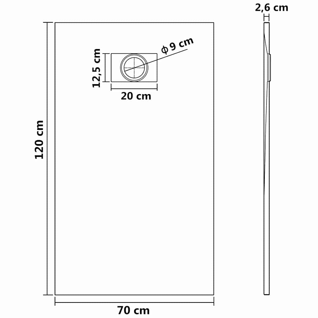 148936 vidaXL Shower Base Tray SMC Grey 120x70 cm