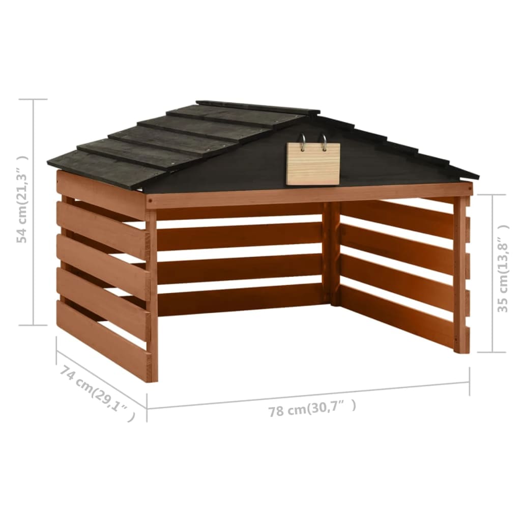 315301 vidaXL Robotic Lawn Mower Garage Black and Brown 78x74x54 cm Firwood