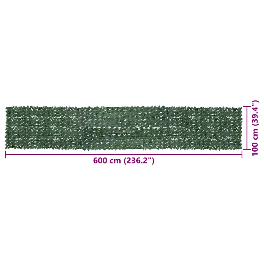 vidaXL Balcony Screen with Dark Green Leaves 600x100 cm