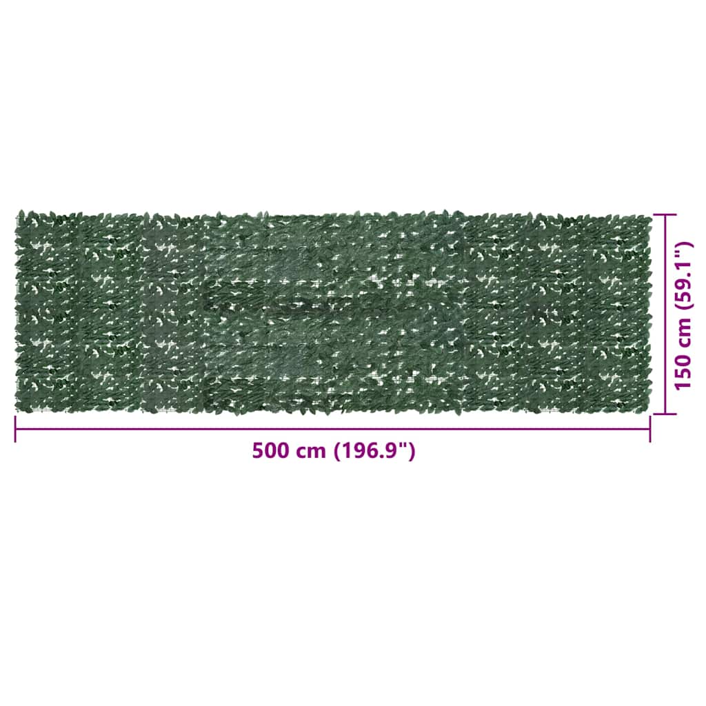 vidaXL Balcony Screen with Dark Green Leaves 500x150 cm
