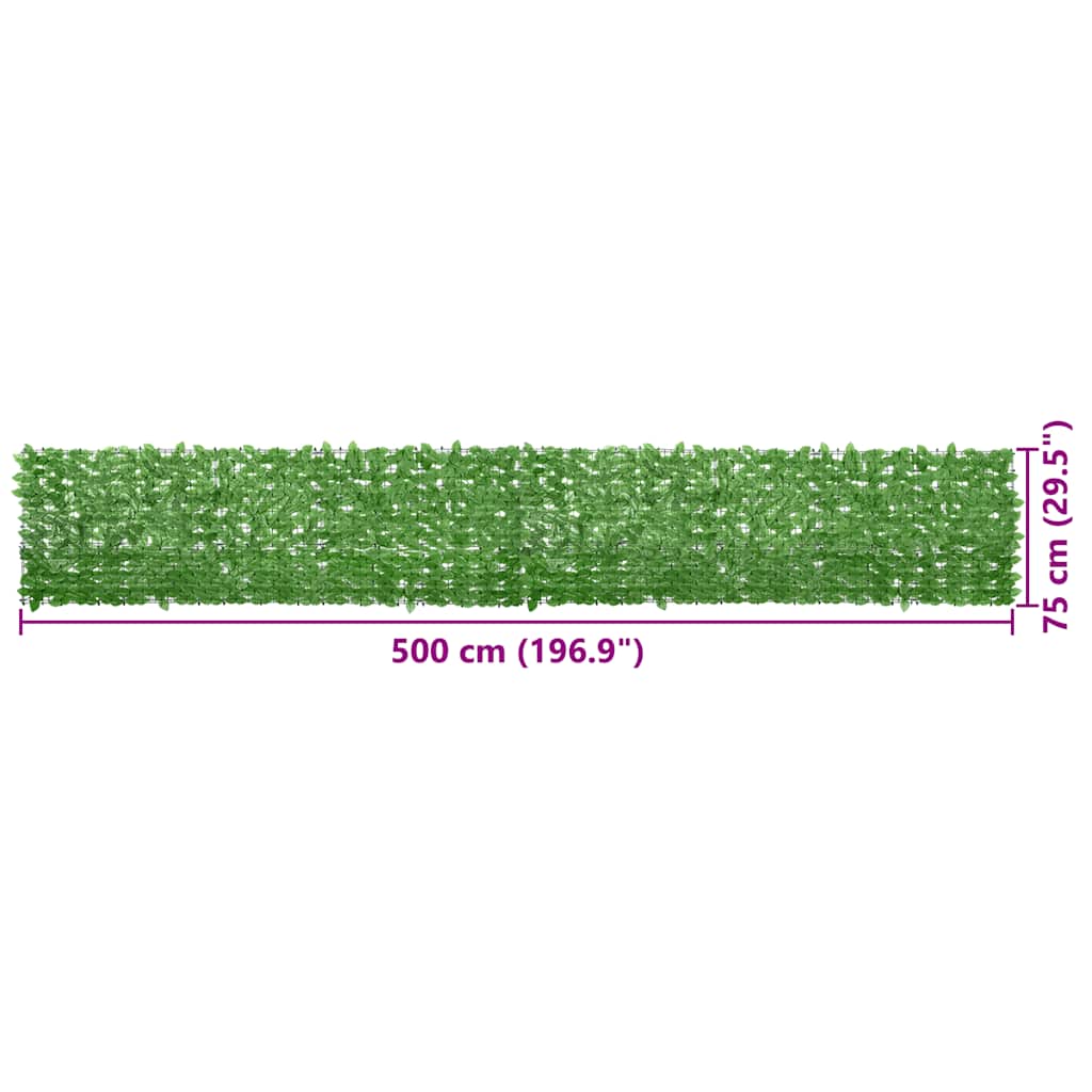 vidaXL Balcony Screen with Green Leaves 500x75 cm