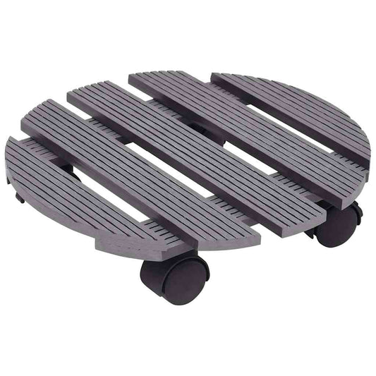 149032 vidaXL Plant Trolleys 2 pcs Grey Ø30x7,5 cm WPC