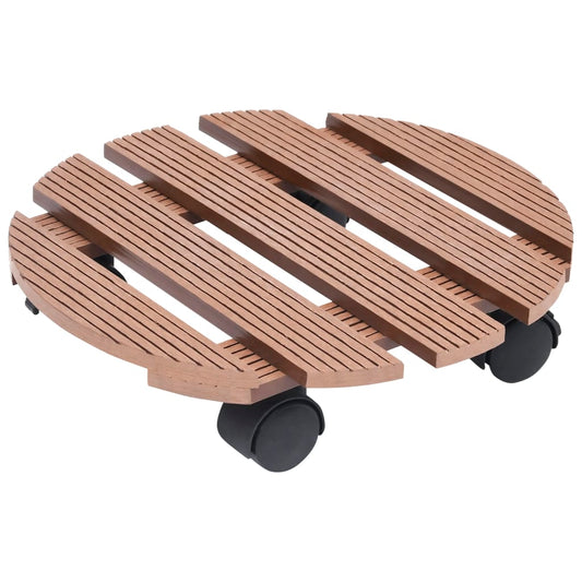149033 vidaXL Plant Trolleys 2 pcs Brown Ø30x7,5 cm WPC