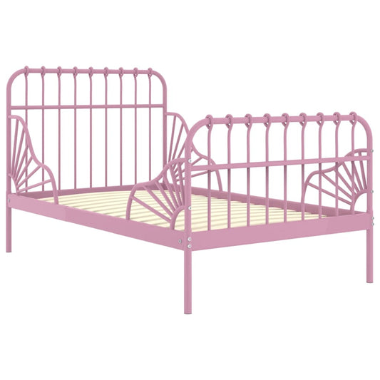 vidaXL Extendable Bed Frame | Pink | Powder-coated metal | Single | Extendable