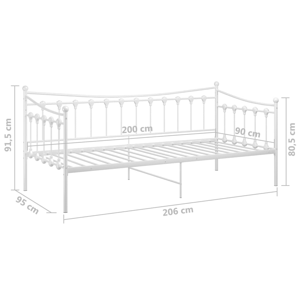 vidaXL Sofa Bed Frame | White | Powder-coated metal | Single