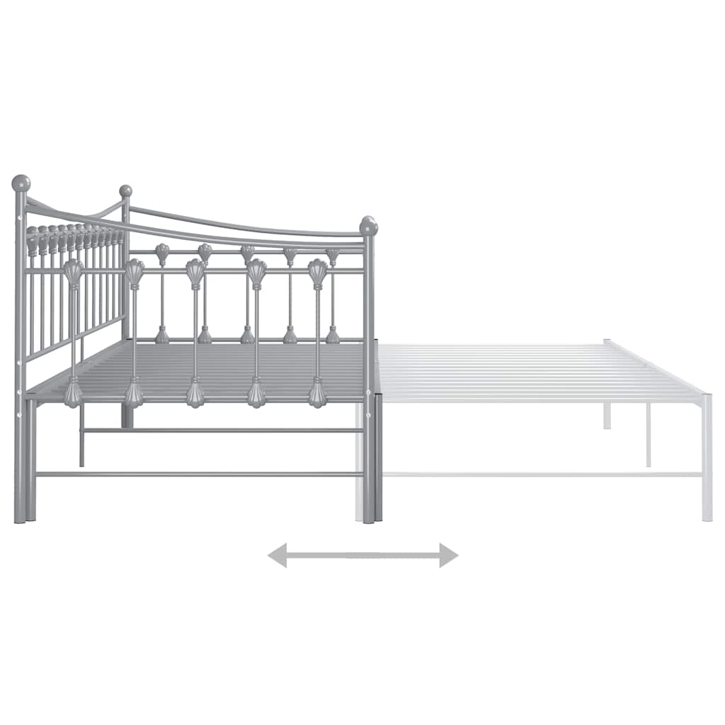 vidaXL Pull-out Sofa Bed Frame without Mattress Grey Metal 90x200 cm