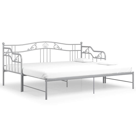 vidaXL Pull-out Sofa Bed Frame without Mattress Grey Metal 90x200 cm