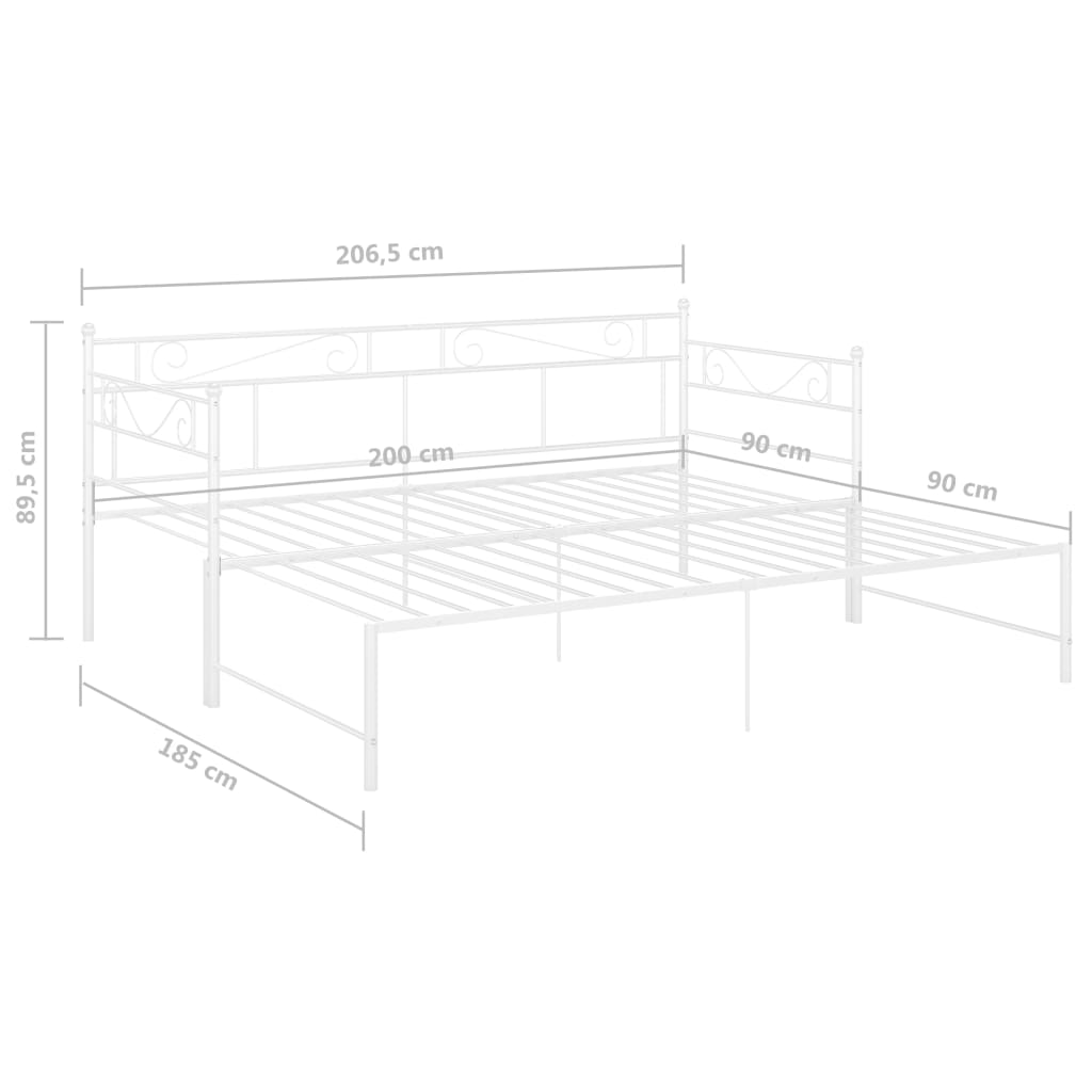 vidaXL Sofa Bed Frame | White | Powder-coated metal | Standard Single