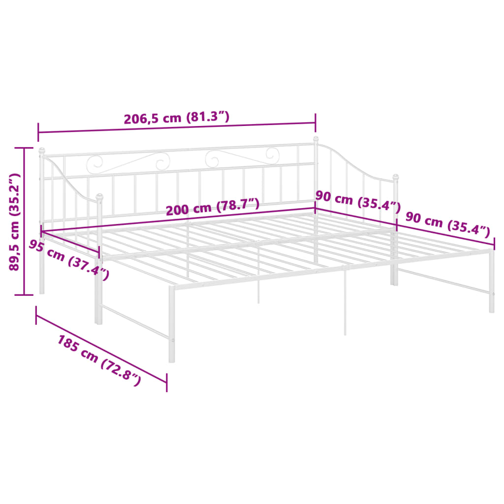 vidaXL Sofa Bed Frame | White | Powder-coated metal