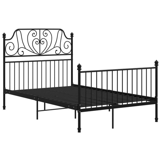 vidaXL Bed Frame | Black | Powder-Coated Metal | 120x200 cm Mattress Size