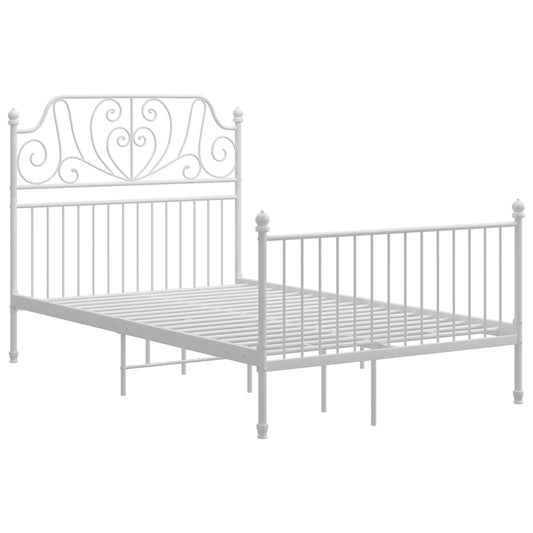 vidaXL Bed Frame | White | Powder-coated metal | Double | Durable | Bed Frame
