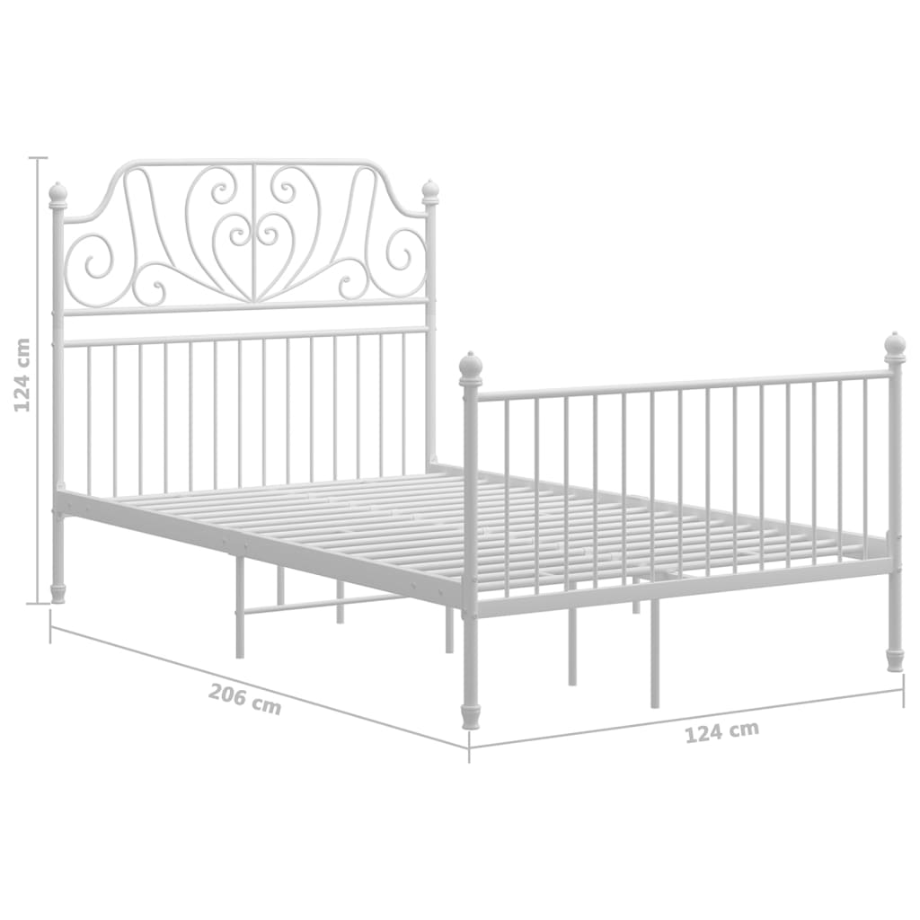 vidaXL Bed Frame without Mattress White Metal 120x200 cm