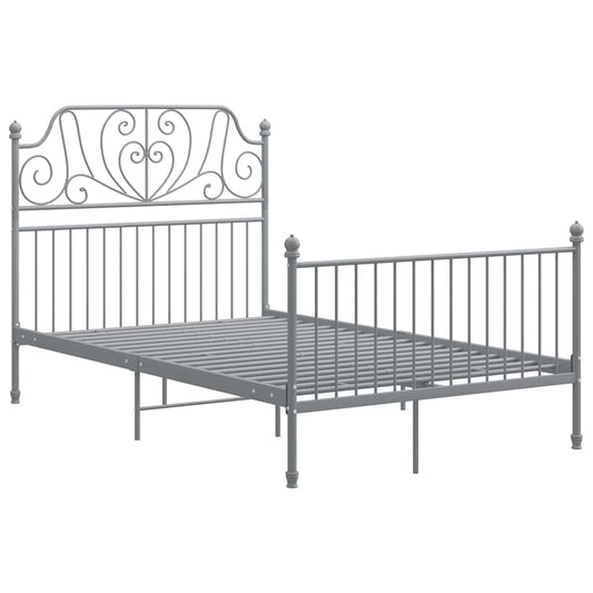 vidaXL Grey Bed Frame | Powder-coated metal | Double | Durable | Bed Frame