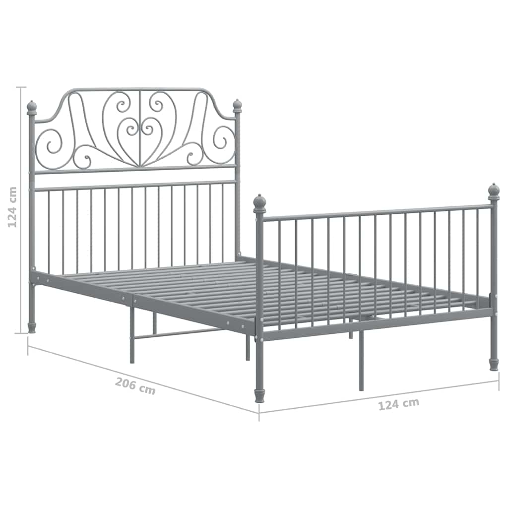 vidaXL Grey Bed Frame | Powder-coated metal | Double | Durable | Bed Frame