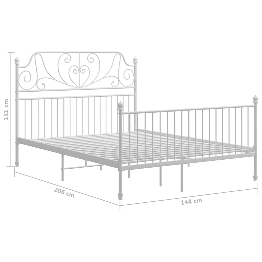 vidaXL Bed Frame with Headboard without Mattress White 140x200 cm Metal