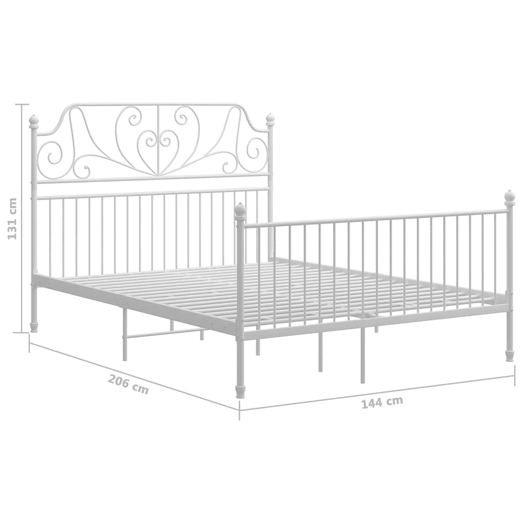 vidaXL Bed Frame with Headboard without Mattress White 140x200 cm Metal