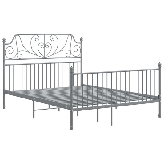vidaXL Bed Frame | Grey | Powder-coated metal | Double | Durable | Bed Frame