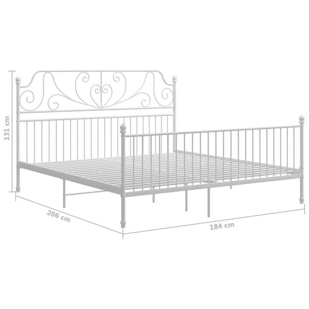 vidaXL Bed Frame | White | Powder-coated metal | Super King | Bed Frame