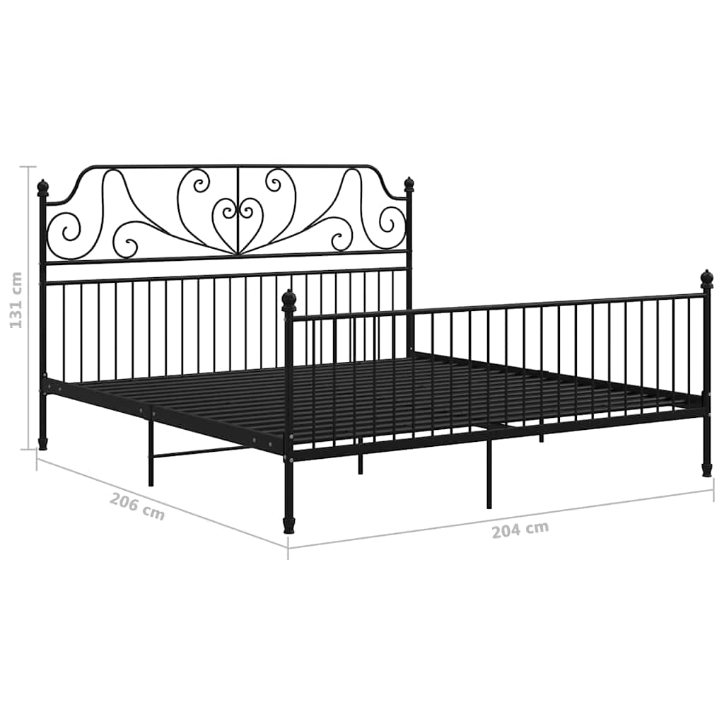 vidaXL Bed Frame | Black | Powder-coated metal | 200 x 200 cm | Durable