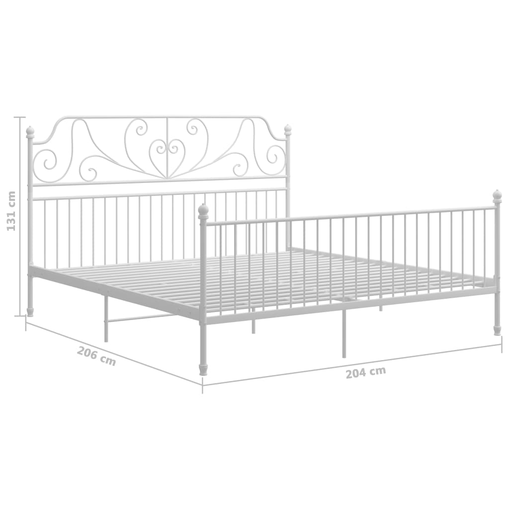 vidaXL Bed Frame | White | Powder-coated metal | Double | Durable | Bed Frame